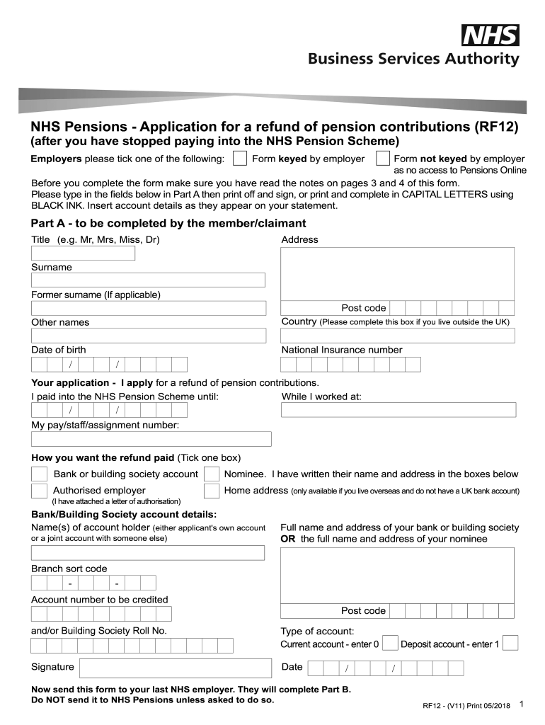Rf12 Pension Form Nhs Fill Out And Sign Printable PDF Template SignNow