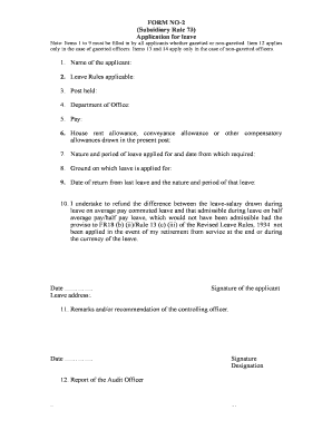 FORM NO 2 Subsidiary Rule 73 Application for Leave 1 Name of