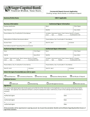  Personal Deposit Account Application Sage Capital Bank 2018-2024