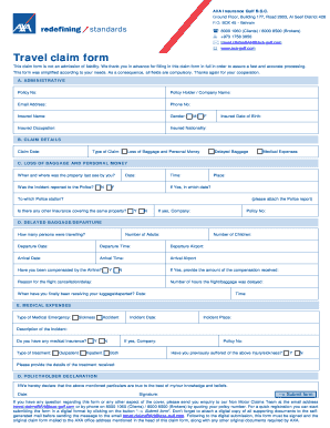 Axa Gulf Claim Form