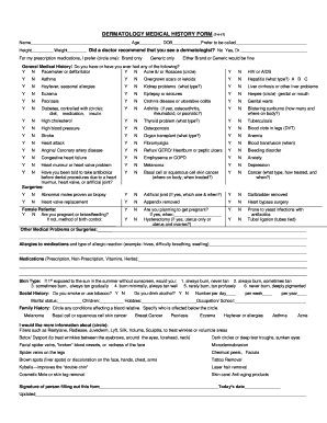 Dermatology History Form