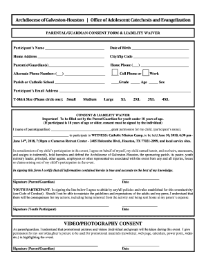 Get and Sign Permission Slip Liability Form Archdiocese of Galveston Houston 