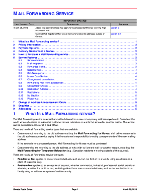 Mail Forwarding Canada Post  Form