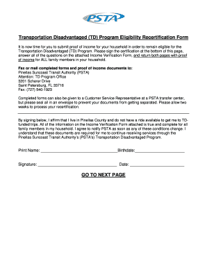 TD Recertification Form PSTA