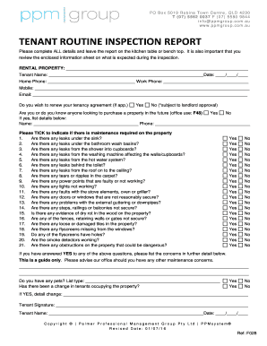 Routine Inspection Report Template Qld  Form