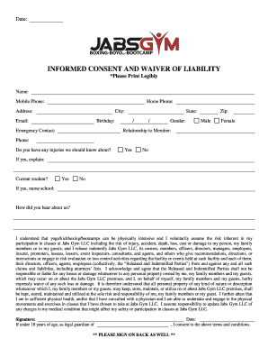 Gym Liability Waiver  Form