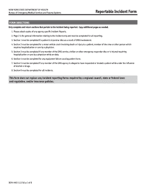  Form Reportable Incident Sample 2016-2024