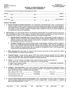 Form 22D Optional Clauses Addendum