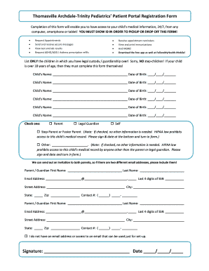 Thomasville Pediatrics Patient Portal  Form