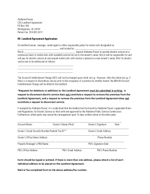 Alabama Power Landlord Agreement  Form