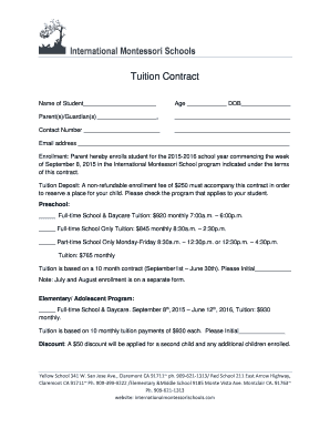 Private School Tuition Contract Template  Form