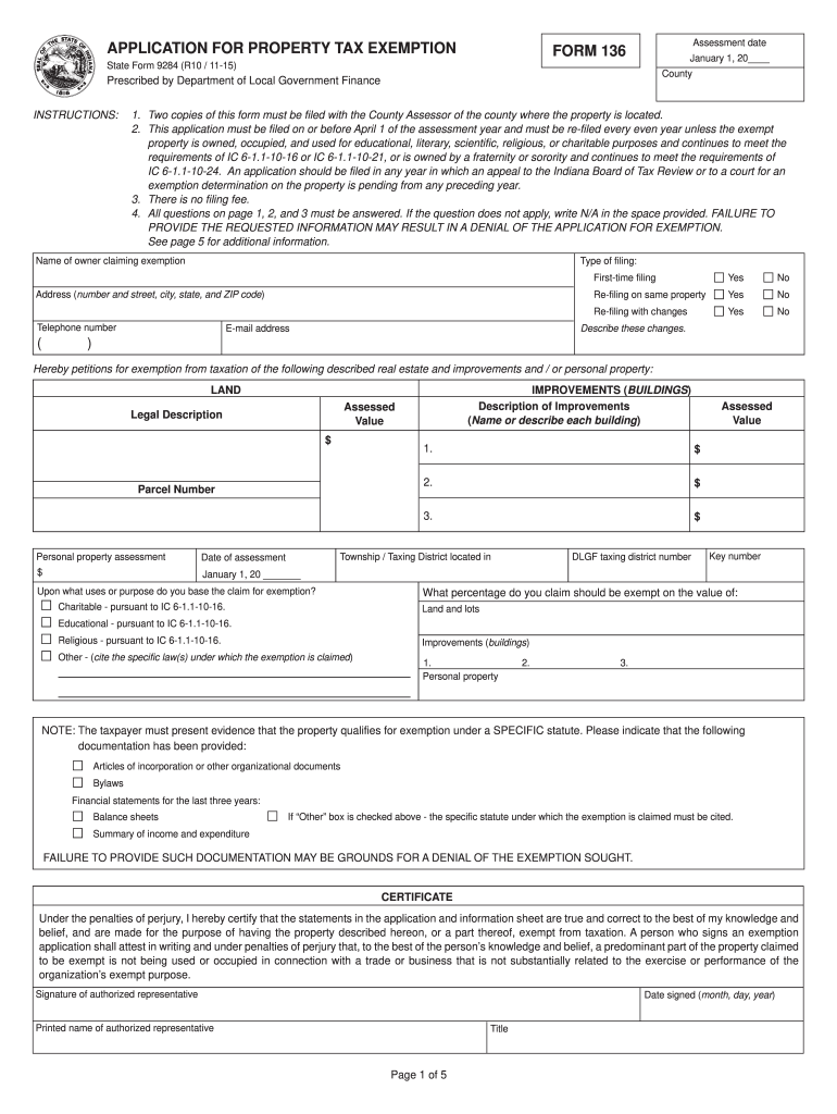  Indiana State Form 9284 2015-2024