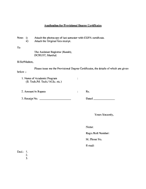 Dcrust Degree Certificate Form