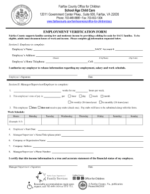 Va Employment Verification Fairfax County  Form