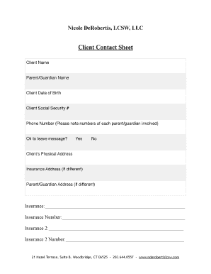 Client Contact Sheet  Form