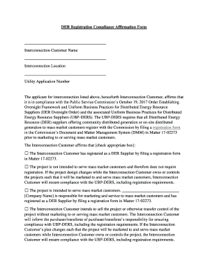 DER Registration Compliance Affirmation Form Interconnection