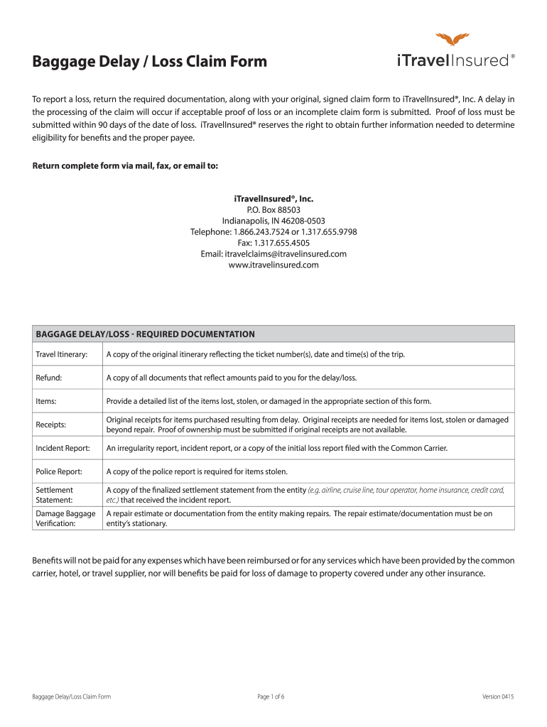  Baggage DelayLoss Claims Travelex Insurance 2015