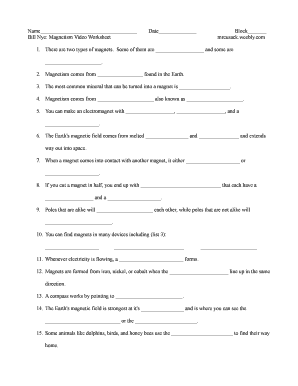 Bill Nye Magnetism Worksheet Answer Key  Form