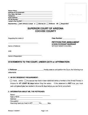  PETITION for ANNULMENT of NON COVENANT MARRIAGE WITHOUT MINOR CHILDREN ; DRAA10f PETITION for ANNULMENT of NON COVENANT MARRIAGE 2017