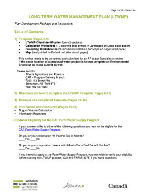 Water Management Plan Template  Form