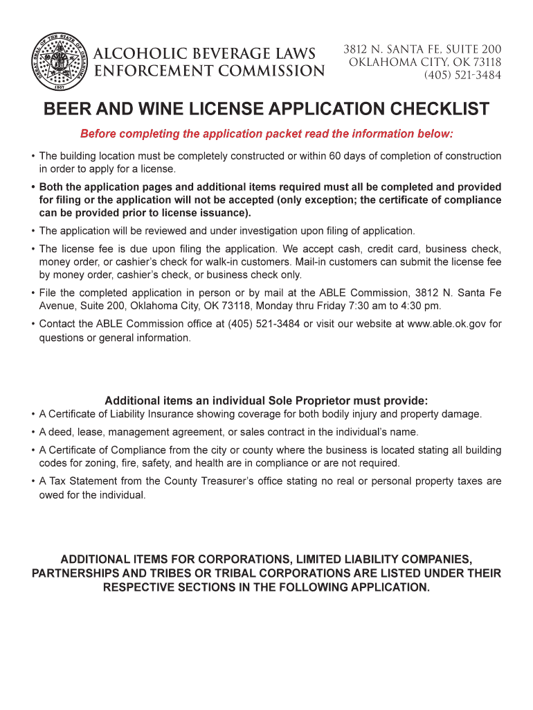 Print Liquor License Oklahoma  Form