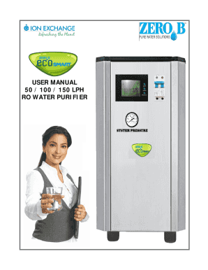 User Manual 50 100 150 Lph Ro Water Purifier Zero B  Form