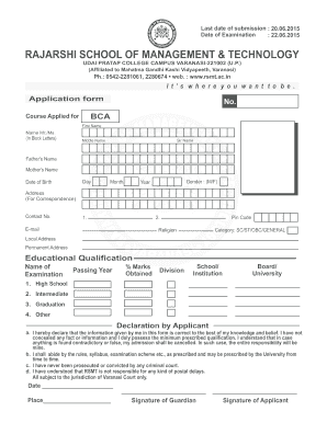 Bca Admission Form