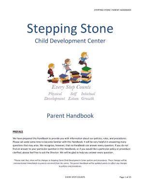 Parent Handbook Stepping Stone Daycare  Form
