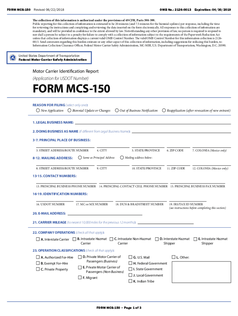  Mcs 150 2018