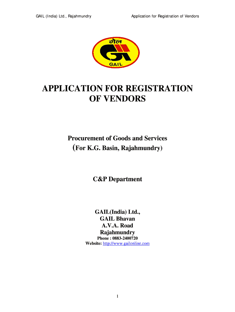 Gail Vendor Registration  Form