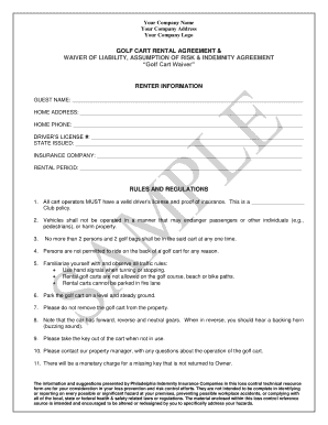 GOLF CART RENTAL AGREEMENT &amp;  Form