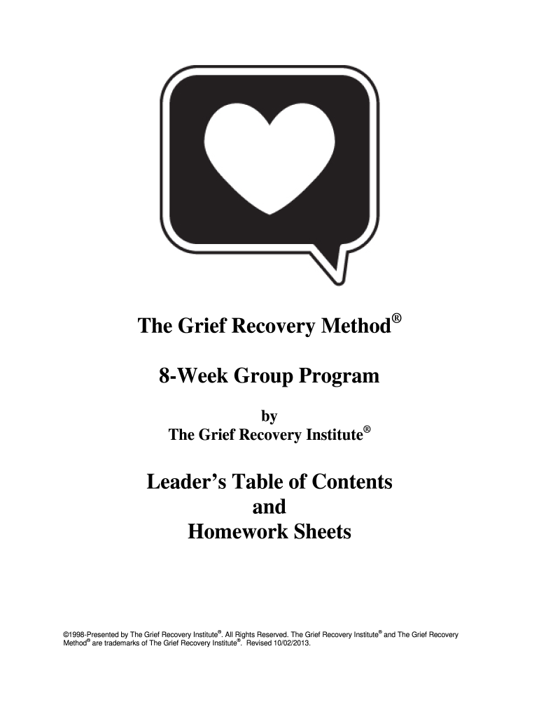 Grief Recovery Handbook Worksheets PDF  Form