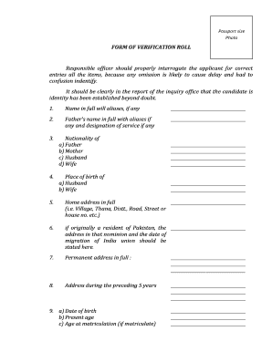 Verification Roll Form PDF