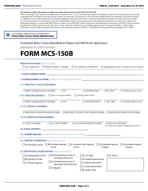 Form MCS-150 Fillable Motor Carrier Identification Report