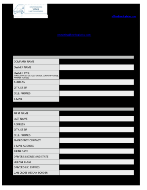 Ovn Logistics  Form