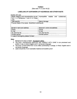 Form 8 Hazardous Waste