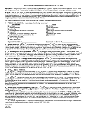  Oak Ridge National Laboratory Representations and Certifications Form 2016-2024