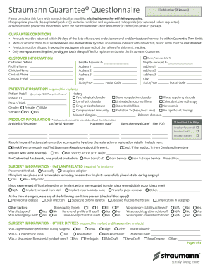  Straumann Guarantee Questionnaire 2018