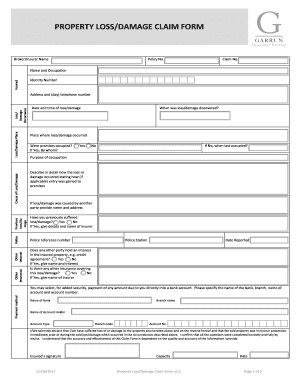 Property Lossdamage Claim Form Garrun Group