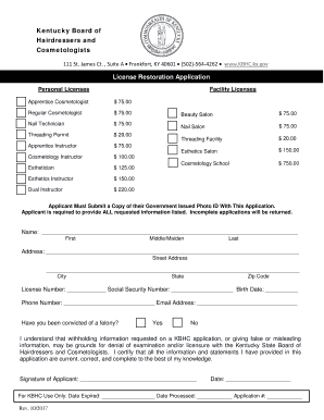 License Application Form Kentucky