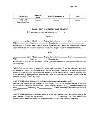 Leave and License Agreement Word Format