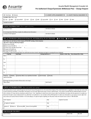 AFM Pre Authorized Chequesystematic Withdrawal Plan Change Request E  Form
