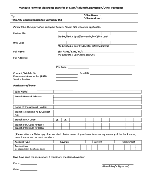 NEFT Mandate Form