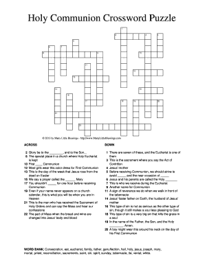 First Communion Crossword Puzzle  Form