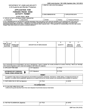  Cbp Form 216 2015-2024