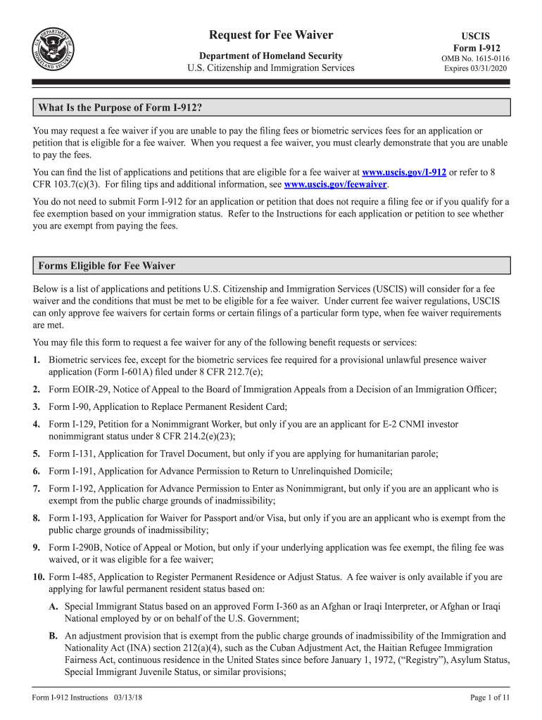  Form I 912 Sample 2018