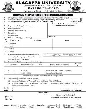 Convocation Form Alagappa University