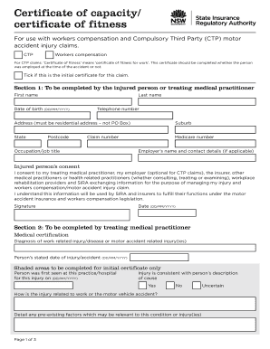 Certificate of Capacity Nsw  Form