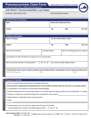 Virginia Workers' Compensation Commission Coal Workers Pneumoconiosis Claim Form Virginia Workers' Compensation Commission Coal 