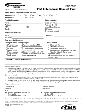 Medicare Part B Reopening Form